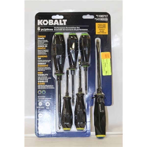 NEW KOBALT 6PC DIAMOND COATED TIP SCREWDRIVER SET