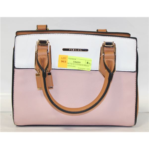 FASHION FAUX LEATHER SMALL HANDLED PURSE