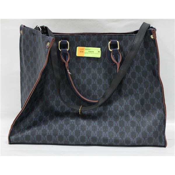 TOTE BAG BLUE FAUX LEATHER