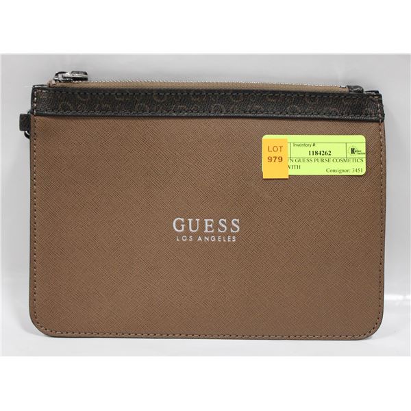 BROWN GUESS PURSE COSMETICS BAG WITH