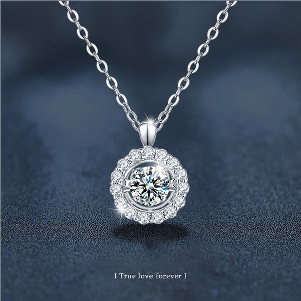 1CT GRA CERTIFIED ROUND BRILLIANT 925S NECKLACE