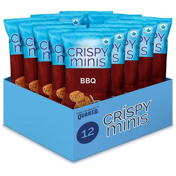 NEW 12 X 100G CRISPY MINIS BROWN RICE CHIPS BBQ