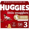 Image 1 : NEW 136 DIAPERS HUGGIES LITTLE SNUGGLERS SIZE 3