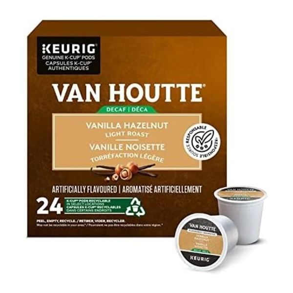 NEW 24 K CUPS VAN HOUTTE VANILLA HAZELNUT DECAF