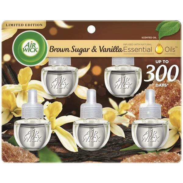 NEW 5 X 20ML AIR WICK BROWN SUGAR & VANILLA