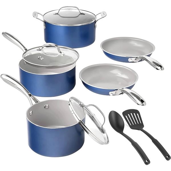 NEW 10 PIECE NON-STICK COOKWARE SET GRANITESTONE