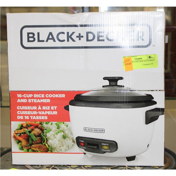 NEW BLACK+DECKER 16 CUP RICE COOKER