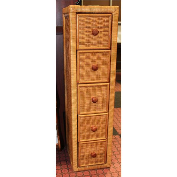 5 DRAWER WICKER SHELF 33" X10" X 8.5"