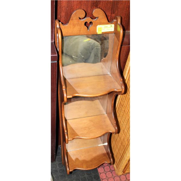 33.5" X 9.5" 3 TIER WOOD HANGING MIRROR SHELF