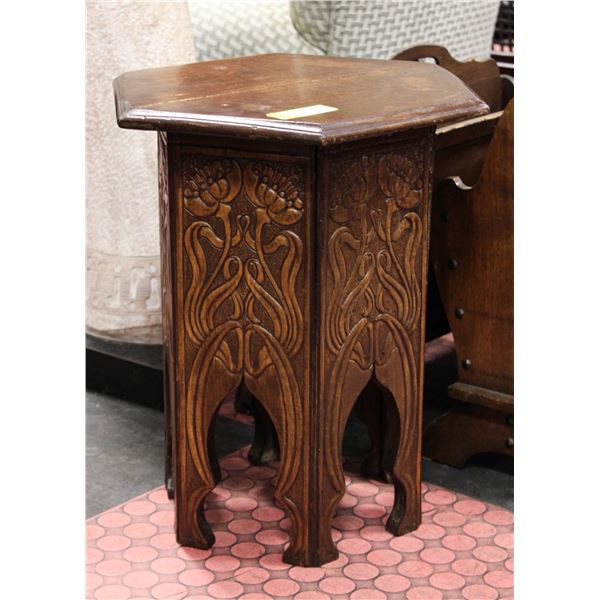 ANTIQUE HEXAGON SHAPE WITH INTRICATE CARVINGS