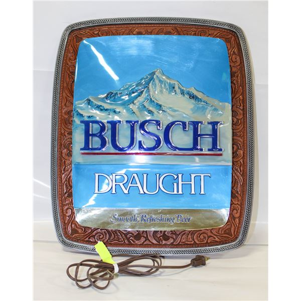 VINTAGE BUSCH LIGHTED SIGN WORKS 19 IN X 16 IN