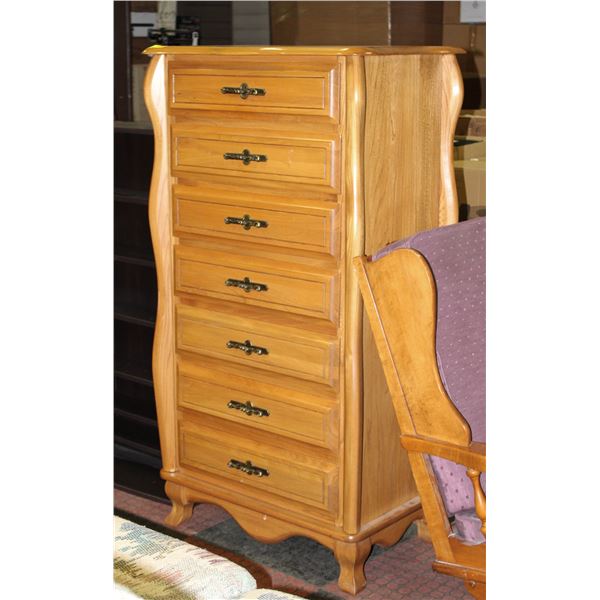 7 DRAWER TALL DRESSER 54 1/4" X 18 1/2" X29 1/2"