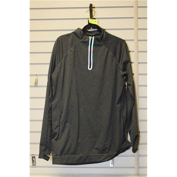 GREY SPORT SHIRT WITH FRONT ZIPPER & SIDE