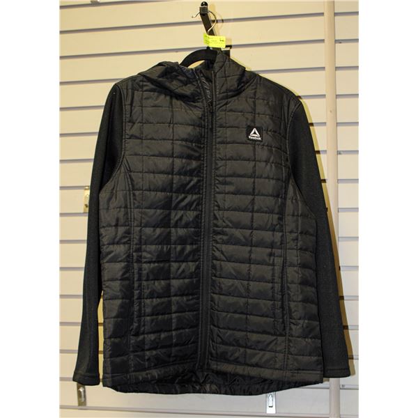 BLACK REEBOK JACKET WITH HOOD & 2 SIDE