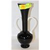 Image 1 : BLACK CASED GLASS VASE WITH WHITE ACCENTS