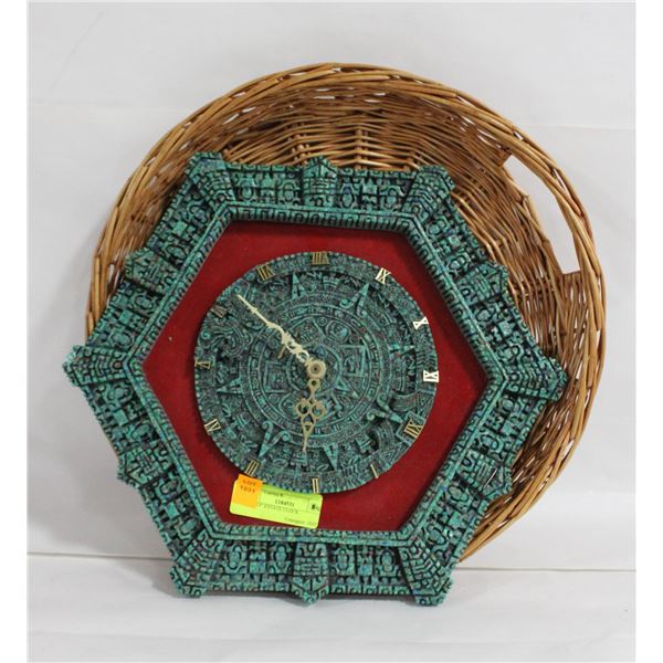 14" X 14" ESTATE CLOCK IN WICKER BASKET