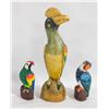 Image 1 : 3 HAND CARVED WOODEN BIRDS HAND PAINTED