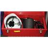 Image 1 : RED METAL TOOLBOX WITH WHITE HARD HAT,