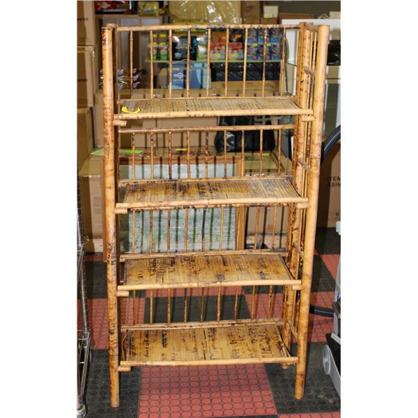 VINTAGE 4 TIER BAMBOO SHELVING UNIT - FOLDING