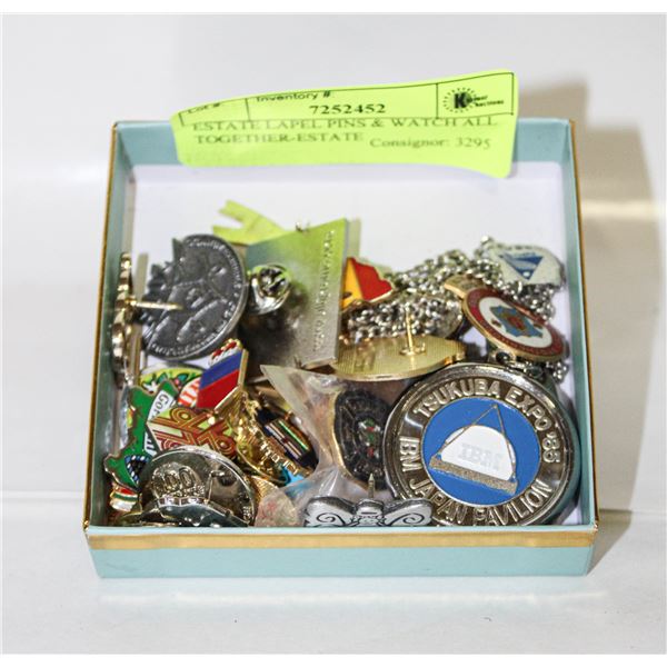 ESTATE LAPEL PINS & WATCH ALL TOGETHER-ESTATE