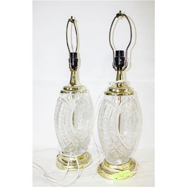 VINTAGE PINWHEEL CRYSTAL TABLE LAMPS (NO SHADES)