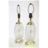 Image 1 : VINTAGE PINWHEEL CRYSTAL TABLE LAMPS (NO SHADES)