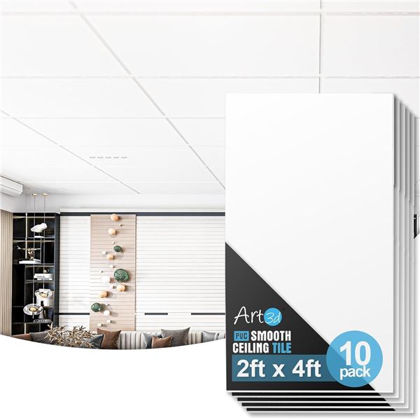 BRAND NEW ART 3D 10-PACK PVC SMOOTH CEILING TILE