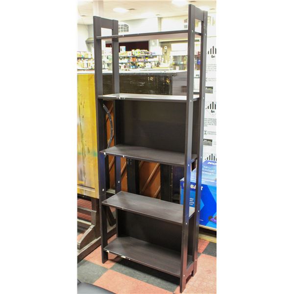 5 TIER WOODEN SHELVING UNIT H-65" W-9.5" L-24.5"