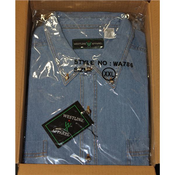 NEW MEN'S SHIRTS CASE OF 9 DENIM SIZE 2XL
