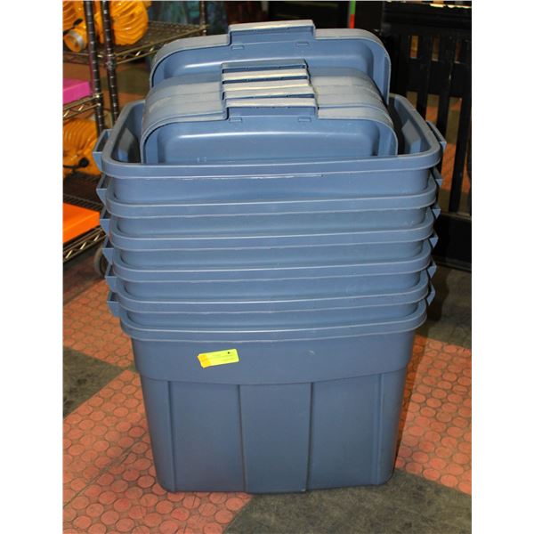 6 RUBBERMAID TOTES WITH LIDS