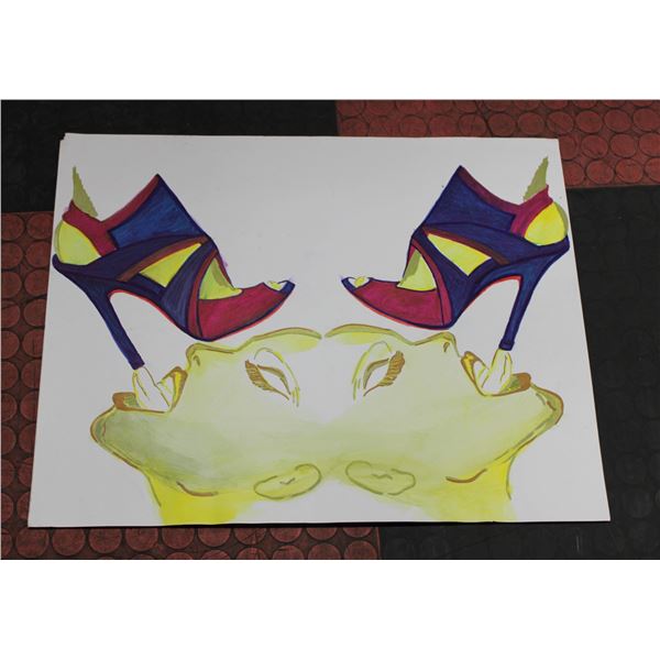 ORIGINAL PAINTING ARTIST "JCK" 19" X 23" RENDE