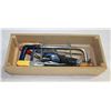 Image 1 : WOOD BOX WITH ASSORTMENT OF SAWS INCL.