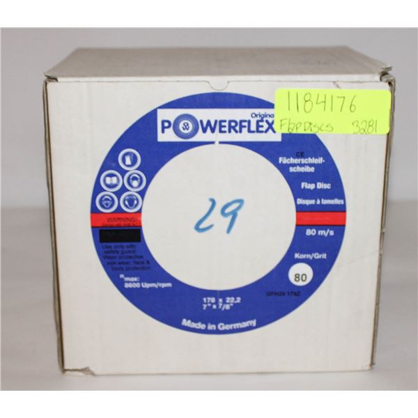 BOX W/10 NEW POWERFLEX FLAP DISCS 80 GRIT 7"X7/8"