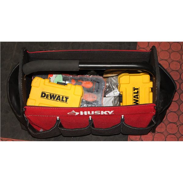 TOOL BAG WITH DEWALT TOOLS AND MORE