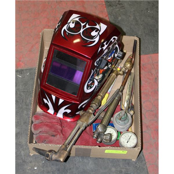 FLAT WITH ASSORTMENT OF WELDER'S TOOLS AND