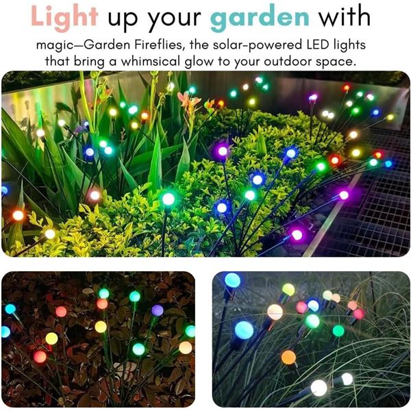PACK OF TWO SOLAR FIREFLIES 10 COLORED LIGHTS