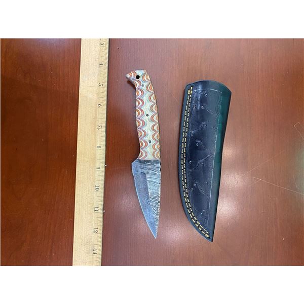 Hand Forged Damascus Knife with Sheath