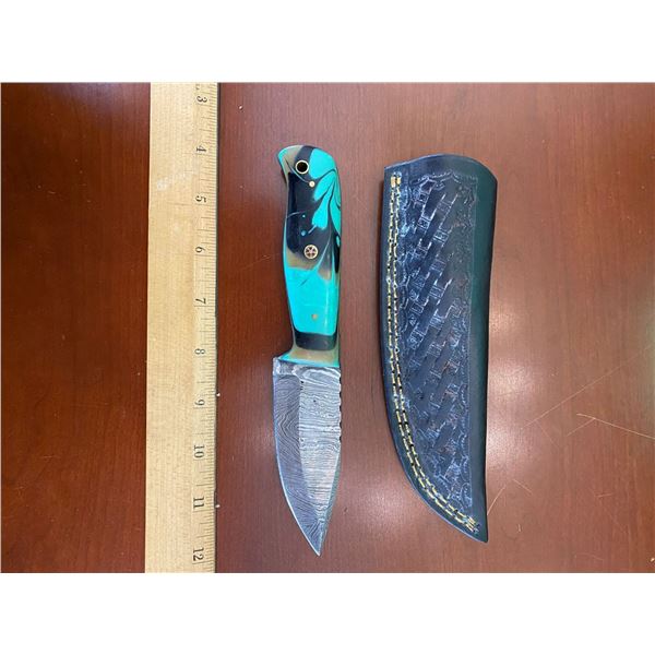 Hand Forged Damascus Knife with Sheath