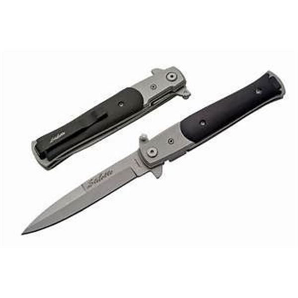 5" BLACK STILETTO STYLE LINER LOCK