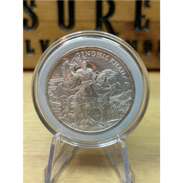 Lot 46-1) 1 oz Genghis Khan silver