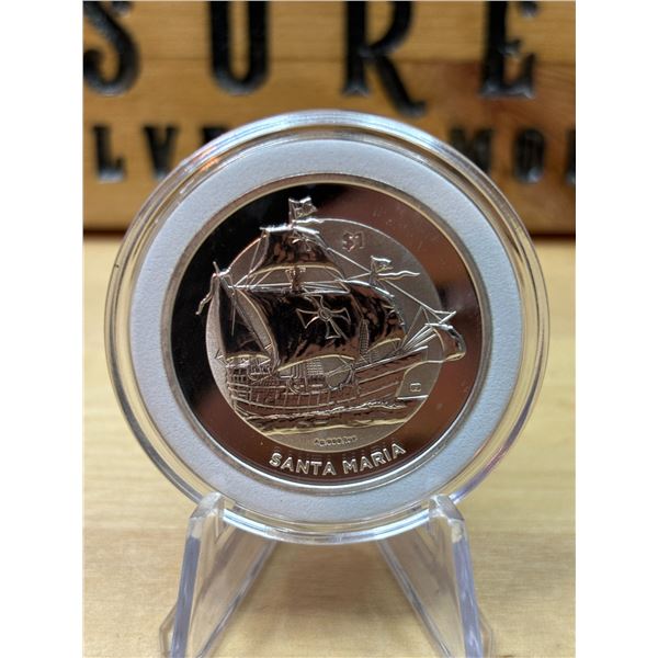 Lot 49-1)  1 oz Virgin island Santa Maria Silver