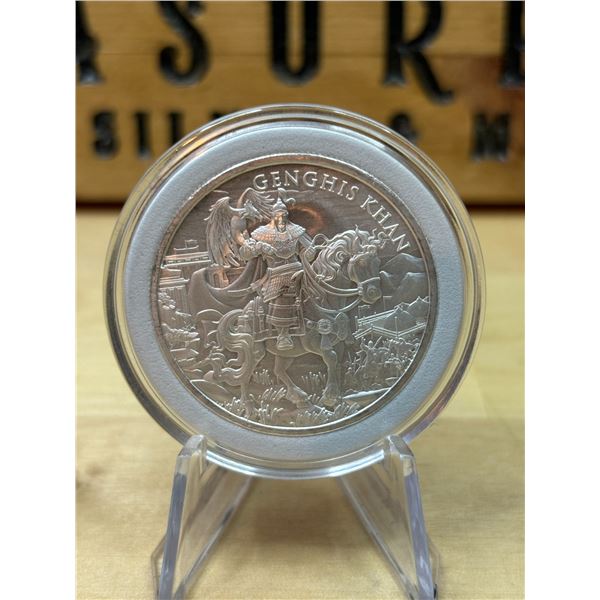 Lot 85-1) 1 oz Genghis Khan silver