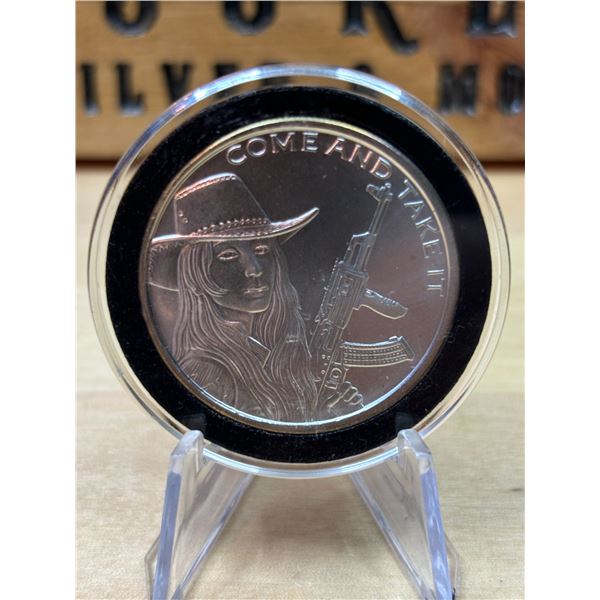 Lot 94-1) 1 oz Come and Take it silver round