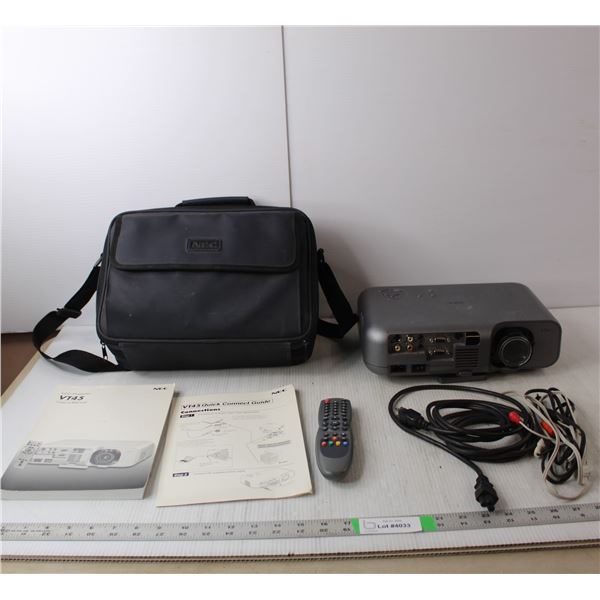 NEC VT45 Projector with Case, Remote, Cords & Manual- As Is