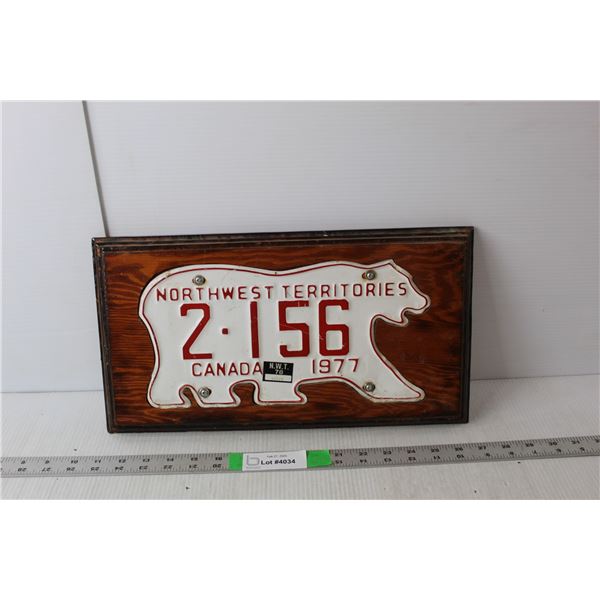 Framed Northwest Territories License Plate Approx. 15.75" Wide x 8.5" Tall