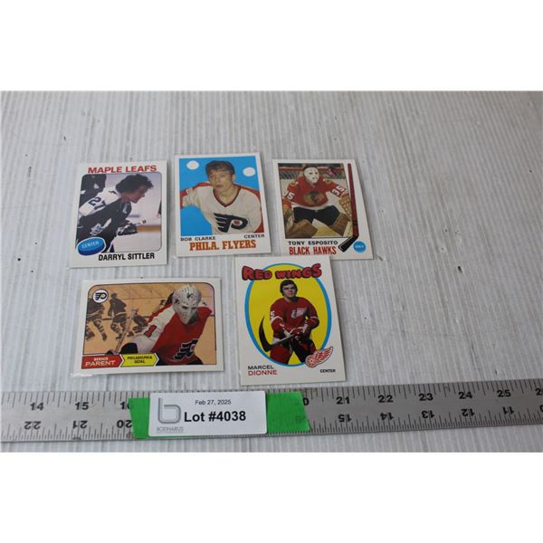 (5) O-Pee-Chee NHL Cards- Marcel Dionne, Tony Esposito, Bob Clarke, Misc.