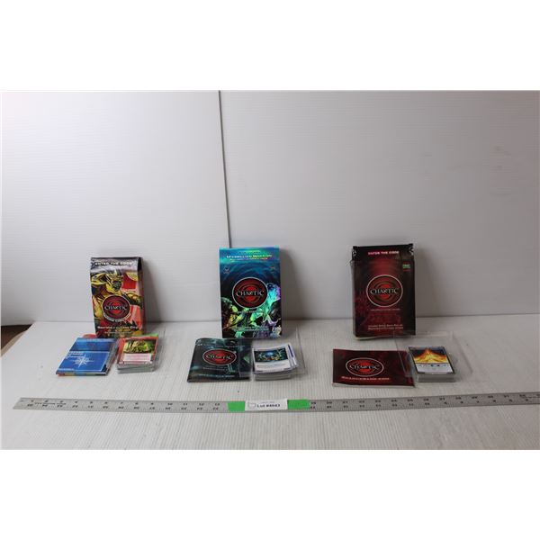 (3) Chaotic Trading Card Packs- As Is Secrets of the Lost City, Over World, Underworld