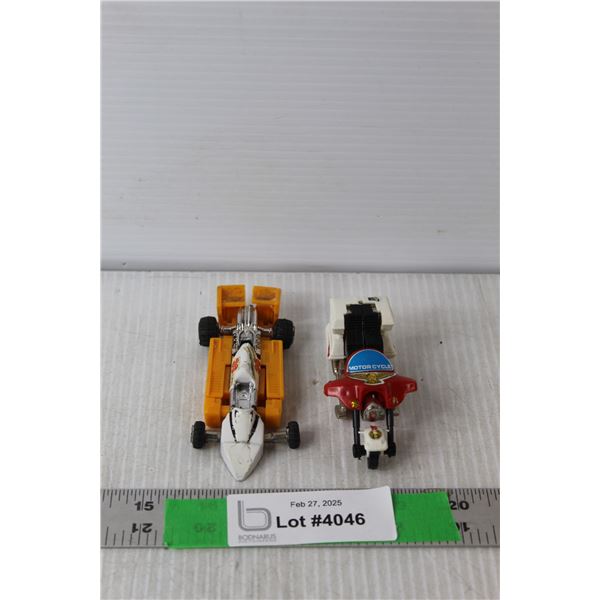 Vintage Transformer Race car & Motorcycle