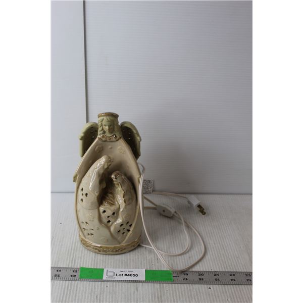 Nativity Scene Ceramic Lamp, 10" Tall- Powers On