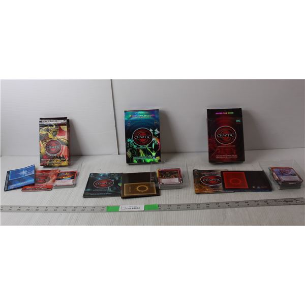 (3) Chaotic Trading Card Packs- As Is Secrets of the Lost City, Dawn of Perim, Danian